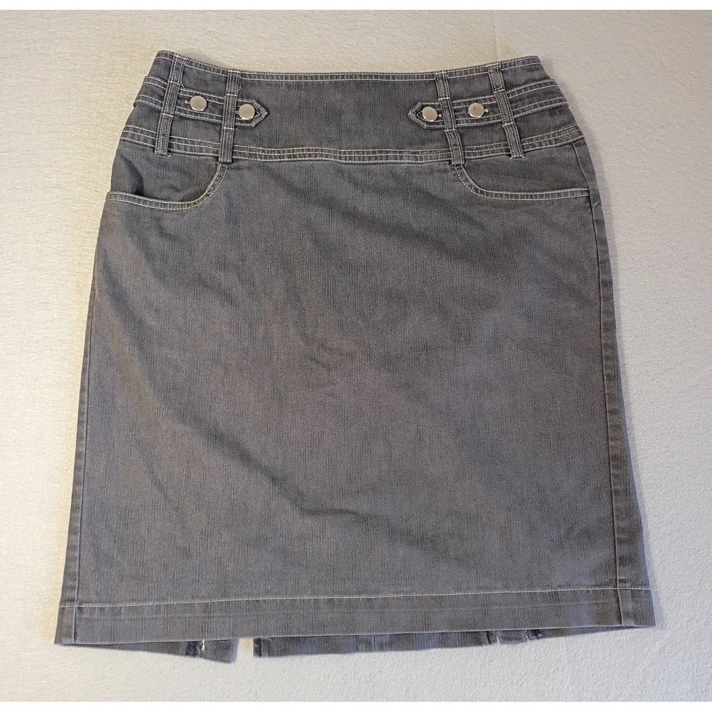 NYCC New York Clothing Co‎ Women's Blue Cotton Blend Denim Knee Skirt Sz 10